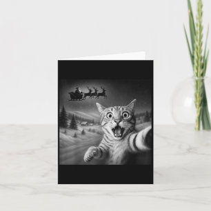 Funny Shock Cat Selfie Santa Sleigh Weihnachten Ni Karte