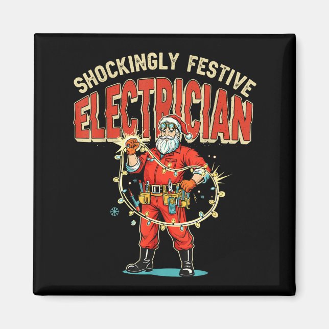 Funny Shockingly Festive Electrician Vintage Chris Magnet (Vorne)