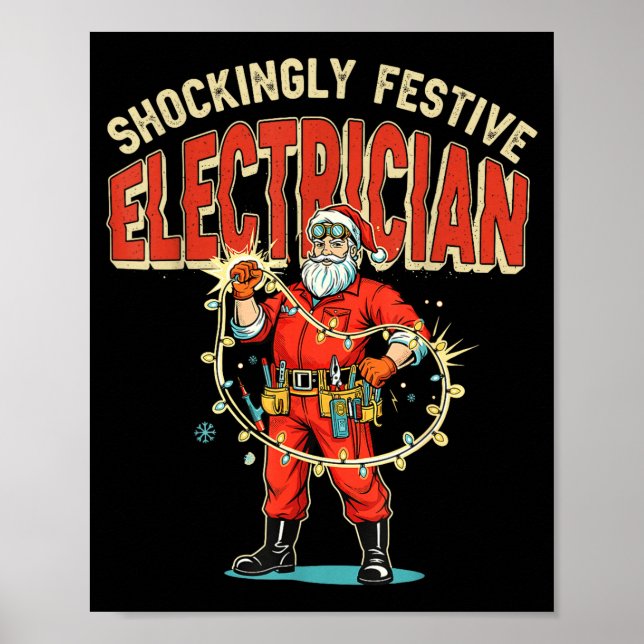 Funny Shockingly Festive Electrician Vintage Chris Poster (Vorne)