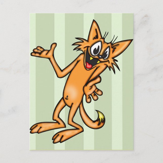 Funny Shrugging Cartoon Cat Postkarte (Vorderseite)