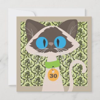 Funny Siamese Cat Script 30. Geburtstag Party Einladung
