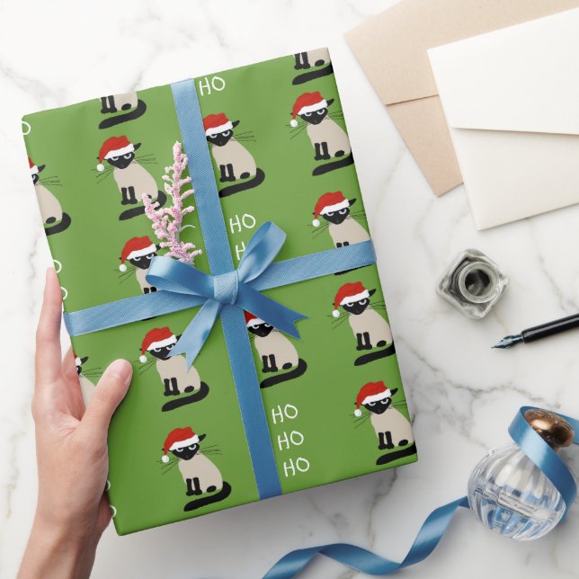Funny Siamese Weihnachtskatze Custom Xmas Geschenkpapier (Schenken)