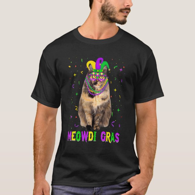 Funny Siberian Cat Lover Meowdi Gras Mardi Gras Ca T-Shirt (Vorderseite)