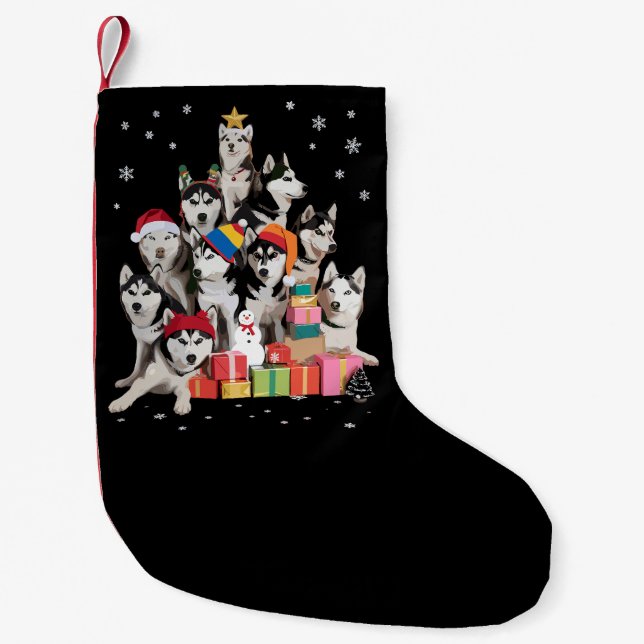 Funny Siberian Husky Christmas Tree Pet Dog Lover  Kleiner Weihnachtsstrumpf (Vorderseite)
