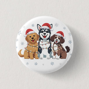 Funny Siberian Husky Dog Lover Weihnachtsbaum Button