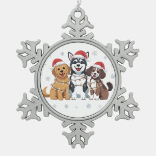 Funny Siberian Husky Dog Lover Weihnachtsbaum Schneeflocken Zinn-Ornament