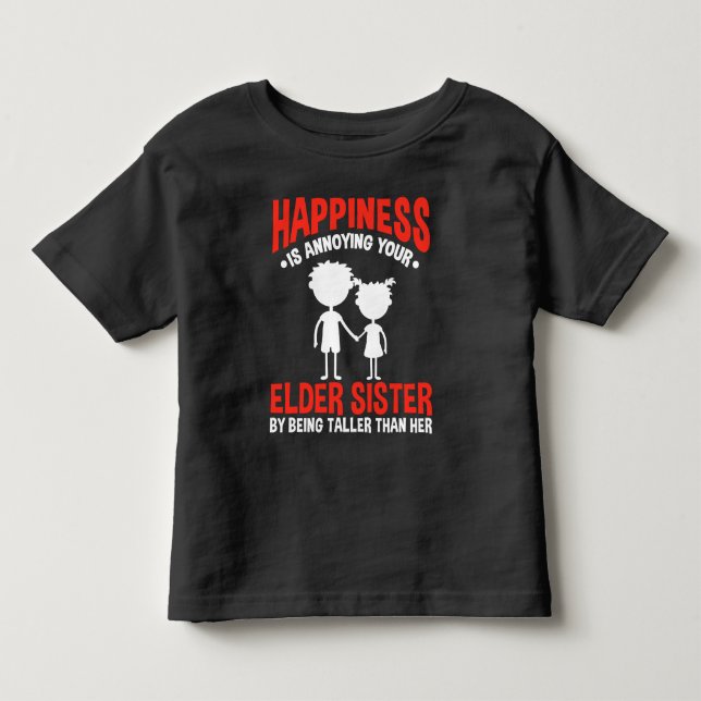 Funny Sibling Kleiner Bruder Kurz Alte Schwester Kleinkind T-shirt (Vorderseite)