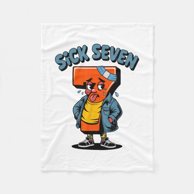 Funny Sick Seven Meme Six Seven Wordplay Halloween Fleecedecke (Vorderseite)
