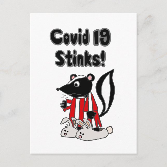 Funny Sick Skunk Covid 19 Stinks Postkarte (Vorderseite)