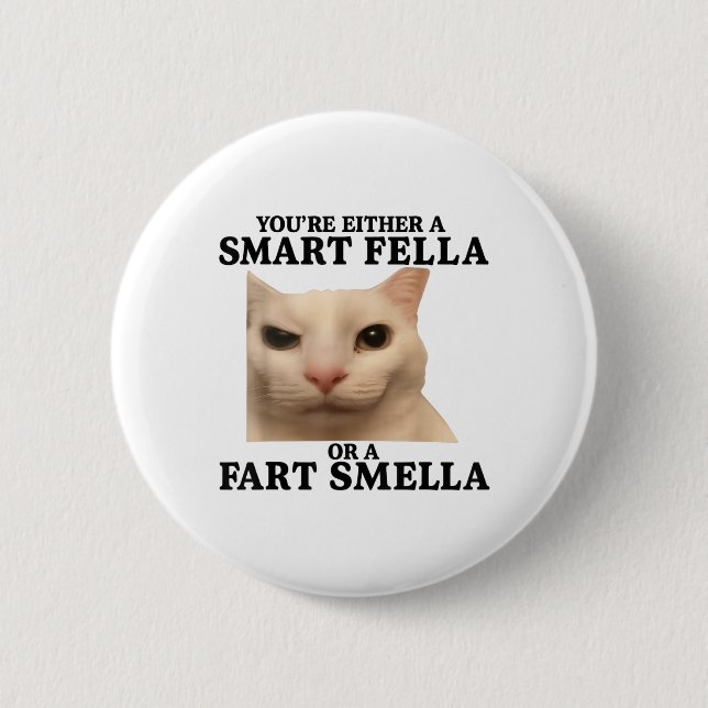 Funny Sie entweder eine Smart Fella oder eine Furz Button (Vorderseite)