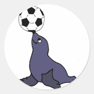 Funny Siegel Animal Juggling Soccer Ball Runder Aufkleber