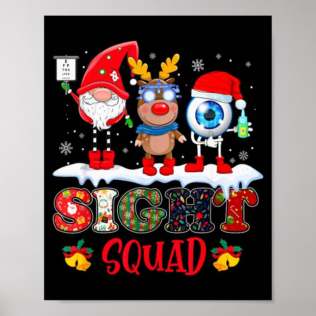 Funny Sight Squad Gnome Reindeer Santa Christmas O Poster (Vorne)