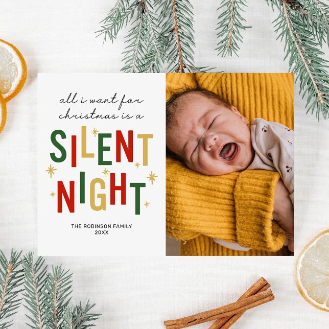 Funny Silent Night Photo Cartes de fin de année de (Créateur téléchargé)