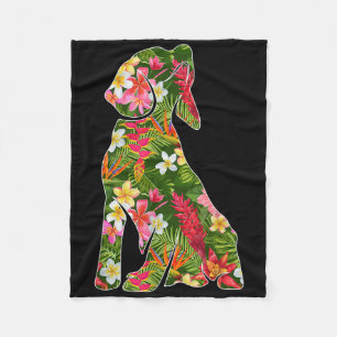 Funny Silhouette Beagle Hund Hawaiian Floral Sum Fleecedecke