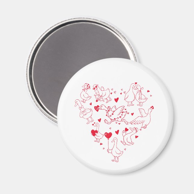 Funny Silly Goose Heart Magnet | Valentine’s Day  (Vorderseite/Rückseite)