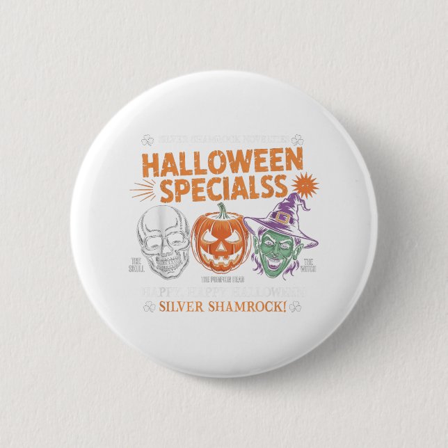 Funny Silver Kleeblatt Neuheiten Halloween Special Button (Vorderseite)