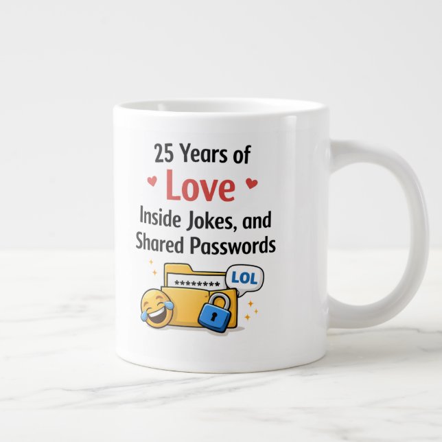 Funny Silver Wedding Anniversary Mug Gift Jumbo-Tasse (Rechts)