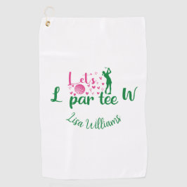 Funny Simple Girly Let's Par T-Shirt Monogramm mit Golfhandtuch