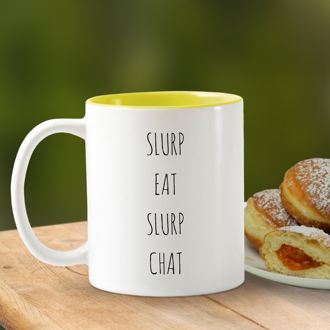 Funny Simple Modern Slurp isst Slurp Chat Zweifarbige Tasse (Slurp Eat Slurp Chat Mug)