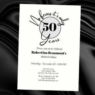 Funny Simple No Fears 50th birthday party   Einladung