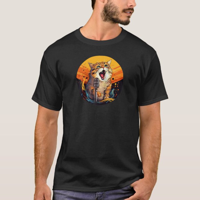 Funny singing Cat for Karaoke and Songs and Pets L T-Shirt (Vorderseite)