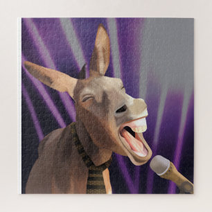 Funny Singing Donkey Farm Animal Lila Background
