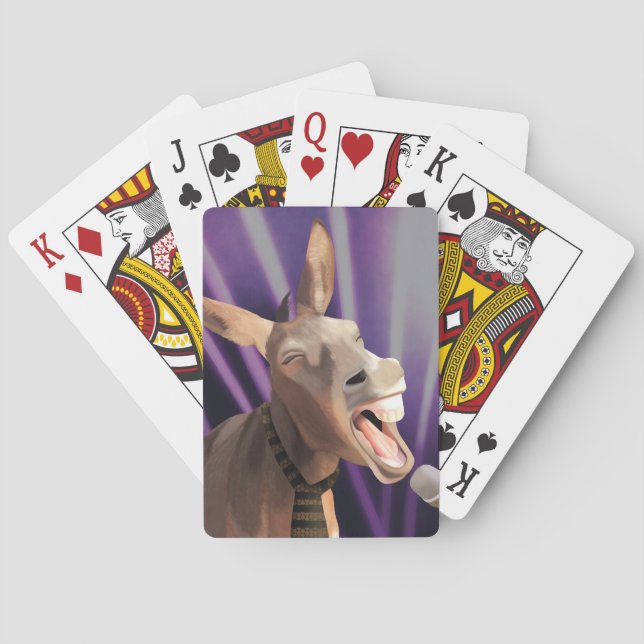 Funny Singing Donkey Farm Animal Lila Background Spielkarten (Rückseite)