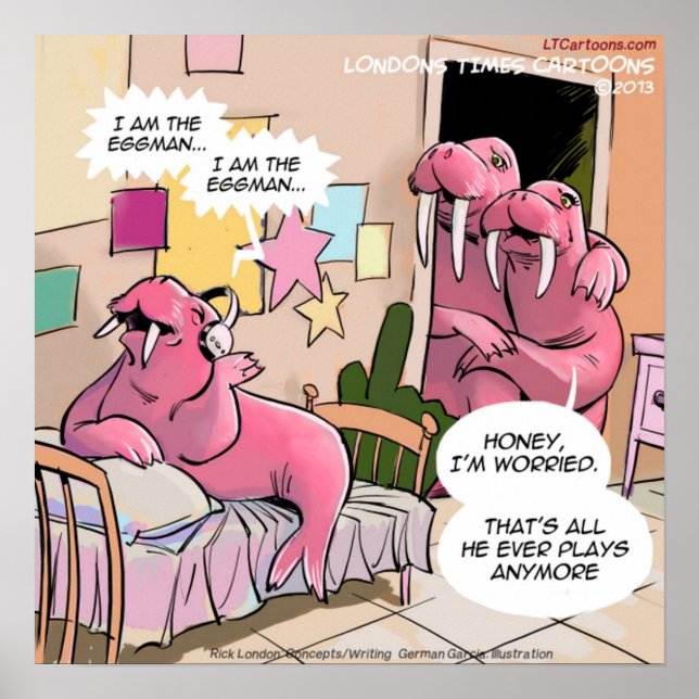 Funny Singing Walrus Poster (Vorne)