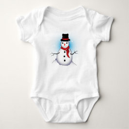 Funny Single Snowman mit Soft Blue Tinge auf WHITE Baby Strampler