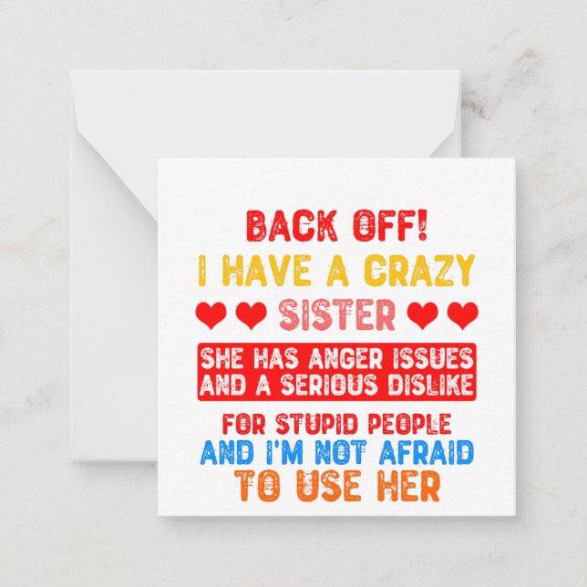 Funny Sister Say Mitteilungskarte (Vorderseite)