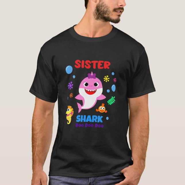 Funny Sister Shark Doo Doo Doo Schwester Shark Bir T-Shirt (Vorderseite)