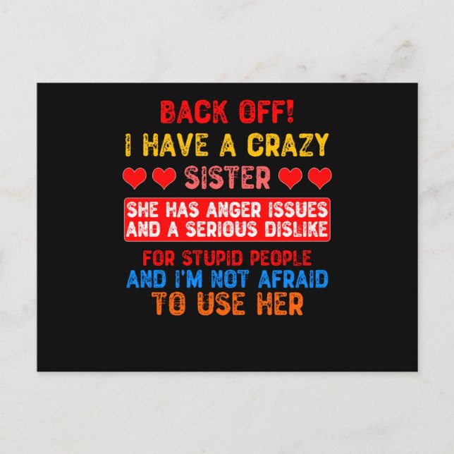 Funny Sister Sprichwort Postkarte (Vorderseite)