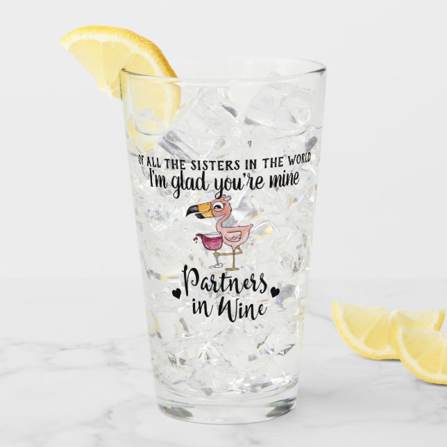 Funny Sisters Partner im Weinkeller - Geschenk für Glas (Vorderseite Ice)