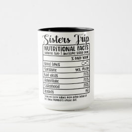 Funny Sisters Trip Nutrition Fakten Tasse