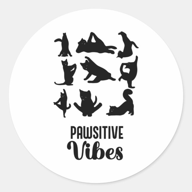Funny Six Cats Yoga Sitions  Runder Aufkleber (Vorderseite)