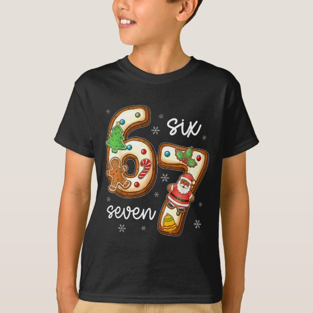 Funny Six Seven 67 Gingerbread Christmas Boys Xmas T-Shirt (Vorderseite)