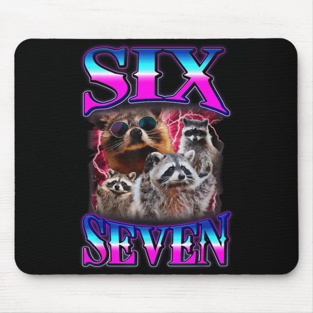 Funny Six Seven 67 Meme 67 Racoon Meme Bootleg Gra Mousepad (Vorne)