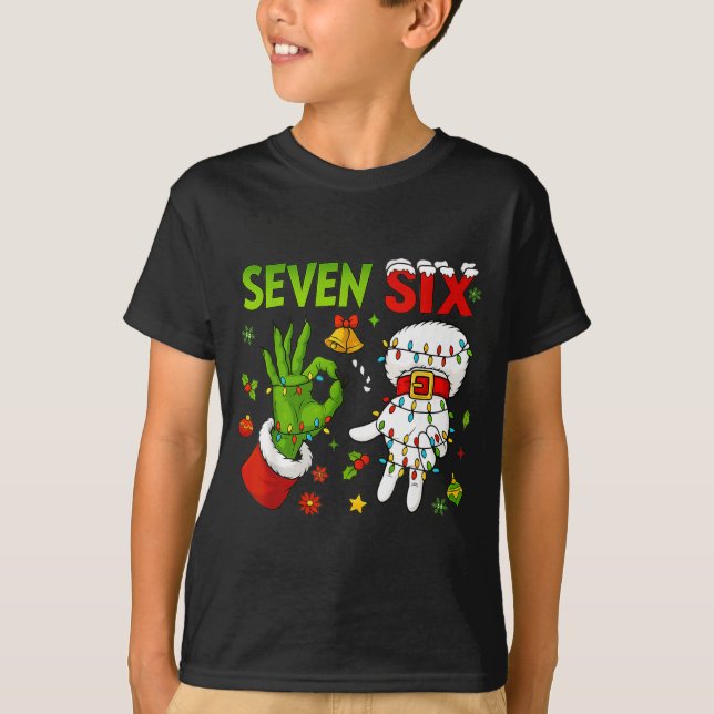 Funny Six Seven 67 Meme 6 7 Christmas Elf Hand Boy T-Shirt (Vorderseite)
