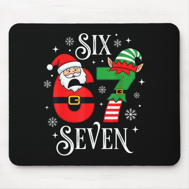 Funny Six Seven 67 Meme 6 7 Elf Santa Christmas Pa Mousepad (Vorne)