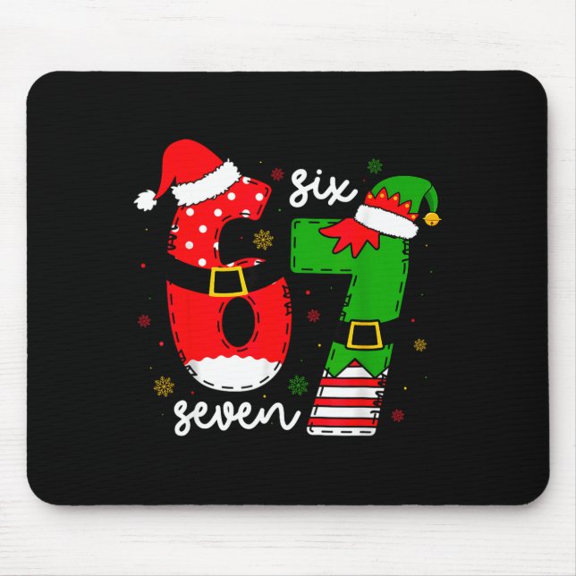 Funny Six Seven 67 Meme 6 7 Elf Santa Christmas Pa Mousepad (Vorne)