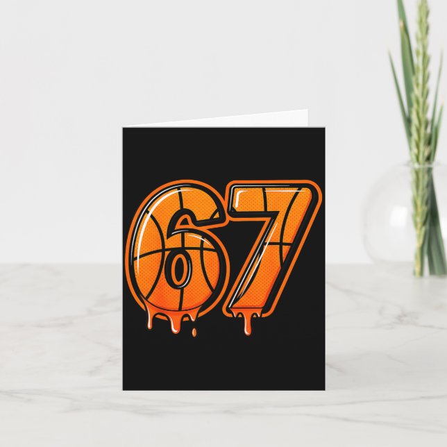 Funny Six Seven 67 Meme Gen Alpha 67 Basketball Fo Karte (Vorderseite)