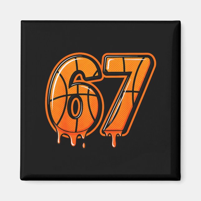 Funny Six Seven 67 Meme Gen Alpha 67 Basketball Fo Magnet (Vorne)