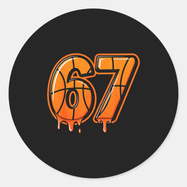 Funny Six Seven 67 Meme Gen Alpha 67 Basketball Fo Runder Aufkleber (Vorderseite)