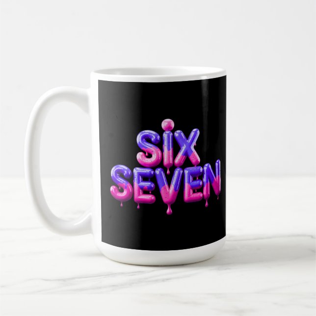 Funny Six Seven 67 Meme Gen Alpha Cool Viral Style Kaffeetasse (Links)