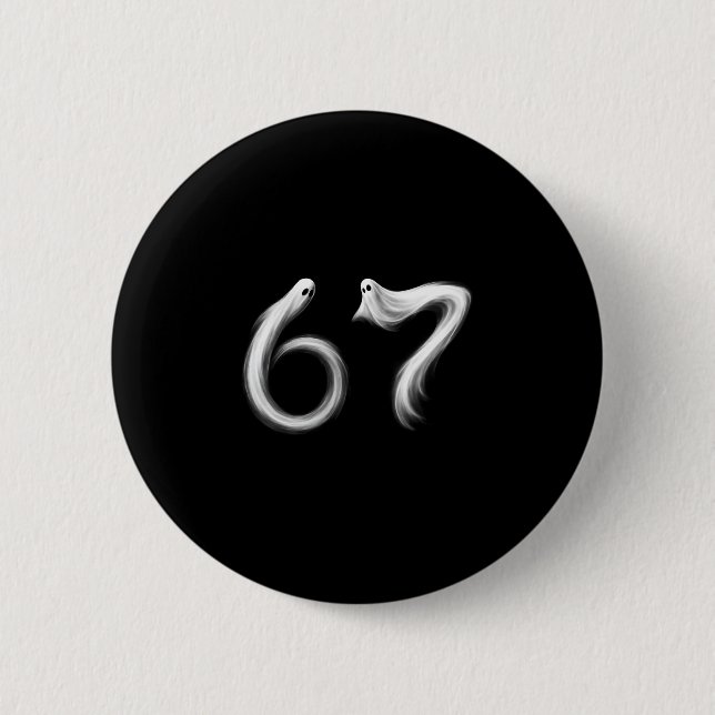 Funny Six Seven 6 7 Meme 67 Design Ghost Halloween Button (Vorderseite)