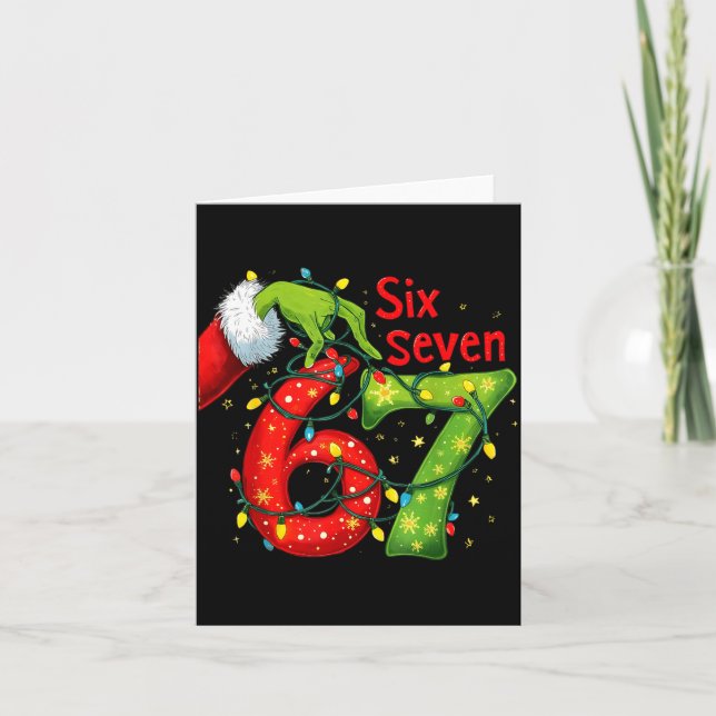 Funny Six Seven 6 7 Meme 67 Xmas Hand Christmas Co Karte (Vorderseite)