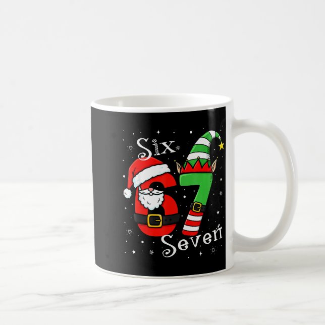 Funny Six Seven 6 7 Meme Christmas Santa Elf Numbe Kaffeetasse (Rechts)