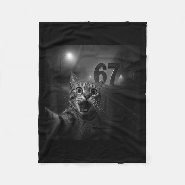 Funny Six Seven 6 7 Meme Gen Z Alpha Slang Cat Sel Fleecedecke (Vorderseite)