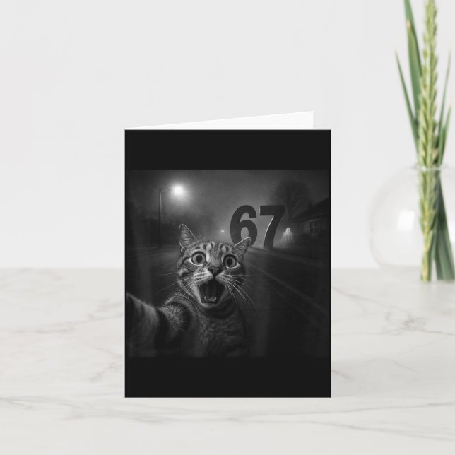 Funny Six Seven 6 7 Meme Gen Z Alpha Slang Cat Sel Karte (Vorderseite)