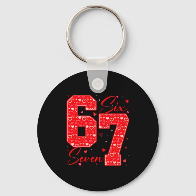 Funny Six Seven 6 7 Meme Hearts Cud Valentine's Da Schlüsselanhänger (Vorderseite)